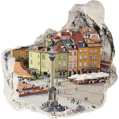 Zelfklevende muursticker 3D gat Het Oude Stadsplein van Warschau