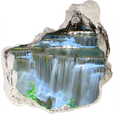 3D wandsticker gat in de muur Waterval in de jungle