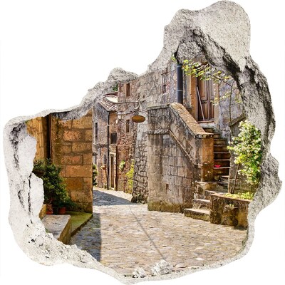 Zelfklevende muursticker 3D gat Een charmant stadje in Italië