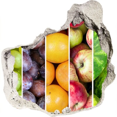 Zelfklevende muursticker 3D gat Fruit in beton