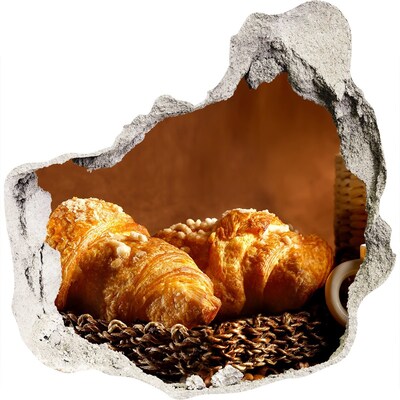 3D wandsticker gat in de muur Heerlijke croissants in een verborgen pareltje.