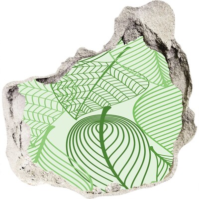 3D wandsticker gat in de muur Een groen paradijs tussen de bladeren.
