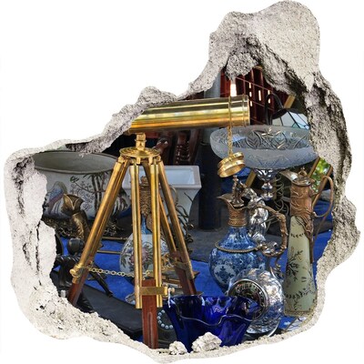 3D wandsticker gat in de muur Antiek in een mysterieuze winkel