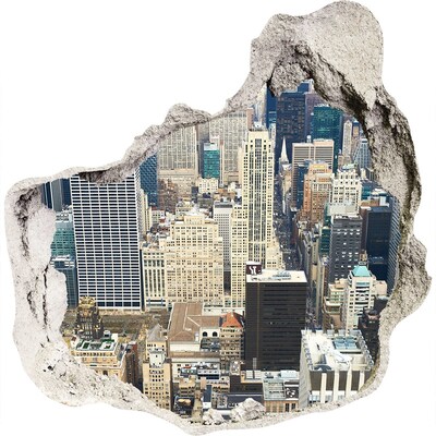 3D muursticker effect gat in de muur Uitzicht op Manhattan