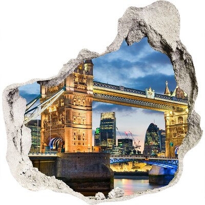 3D wandsticker gat in de muur Tower Bridge in Londen