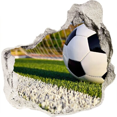 3D wandsticker gat in de muur Voetbal in actie