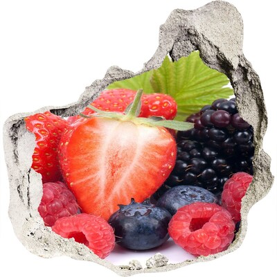 3D wandsticker gat in de muur Fruitparadijs achter de muur