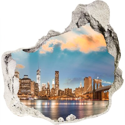 Zelfklevende muursticker 3D gat Uitzicht op New York
