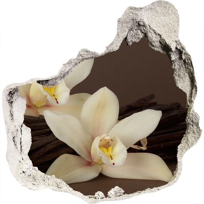 3D wandsticker gat in de muur Orchideeën in een beschadigde muur