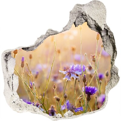 Zelfklevende muursticker 3D gat Een bloemenparadijs achter de muur.