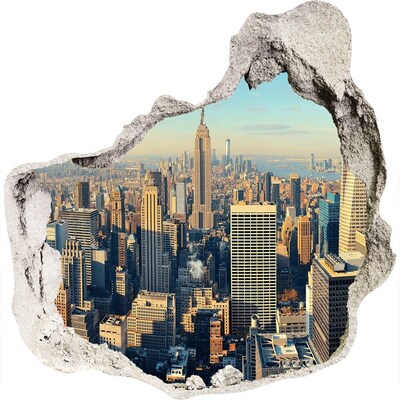 Zelfklevende muursticker 3D gat Uitzicht op New York