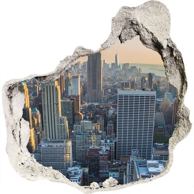 Zelfklevende muursticker 3D gat Uitzicht op New York