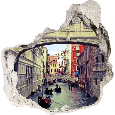 3D wandsticker gat in de muur Venetië in het gat