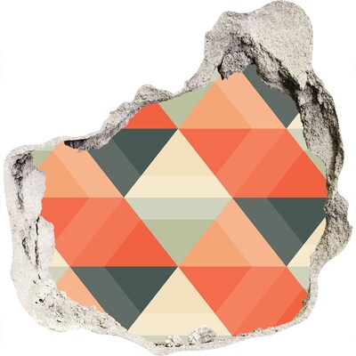 3D muursticker effect gat in de muur Geometrische patronen in het gat