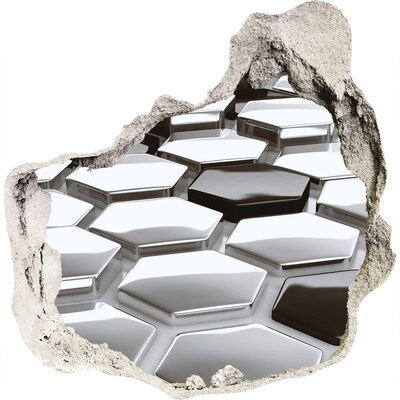 3D muursticker effect gat in de muur Moderne zeshoeken in beton