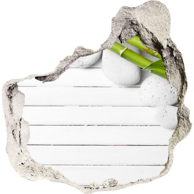 Zelfklevende muursticker 3D gat Een groene oase in beton.