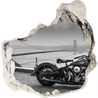 Zelfklevende muursticker 3D gat Motorrijden bij de Golden Gate Bridge