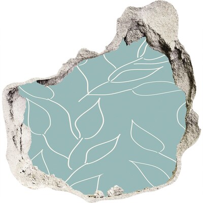 3D muursticker effect gat in de muur Groene muur met een plantenpatroon