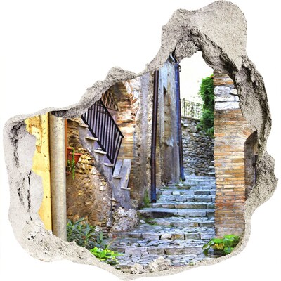 Zelfklevende muursticker 3D gat De charmante straatjes van een Italiaanse stad