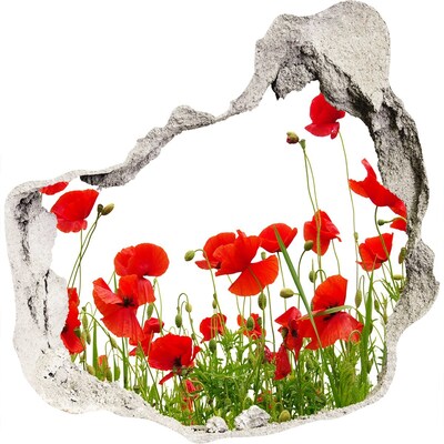 3D wandsticker gat in de muur Een bloemenparadijs in beton.