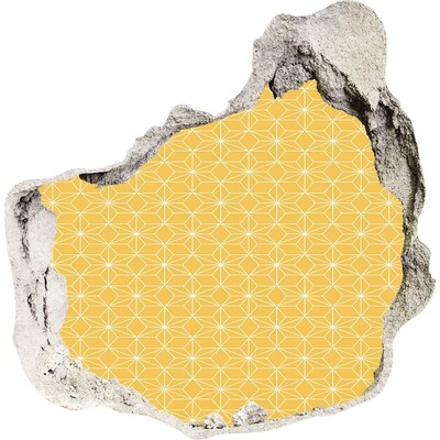 3D wandsticker gat in de muur Gouden geometrische vormen tegen een betonnen achtergrond