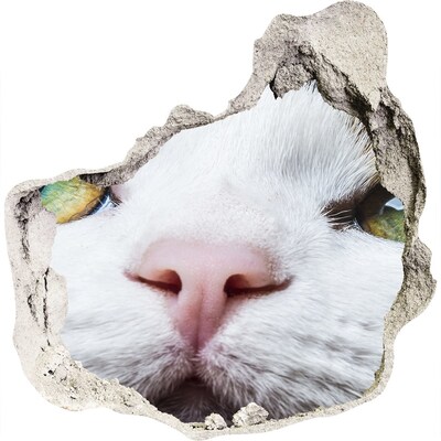 3D muursticker effect gat in de muur De kat in de muur