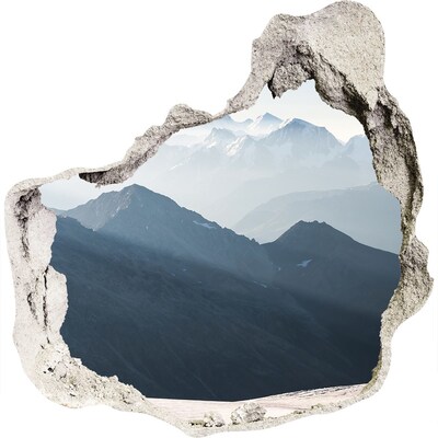 3D muursticker effect gat in de muur Berglandschap door een gat in de muur