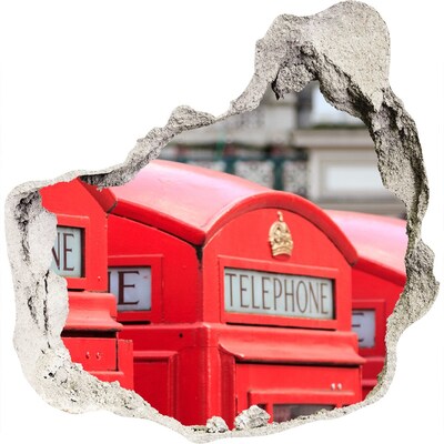 3D muursticker effect gat in de muur Britse telefooncellen