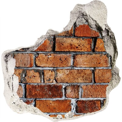 3D muursticker effect gat in de muur Een verwoeste bakstenen muur