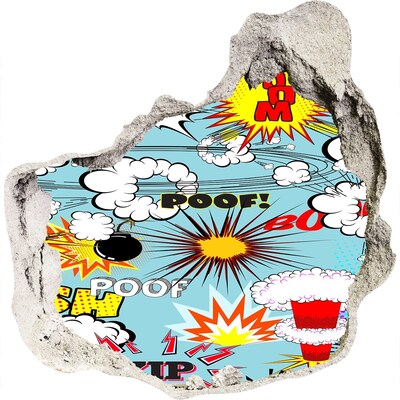 3D wandsticker gat in de muur Creatieve stripexplosie