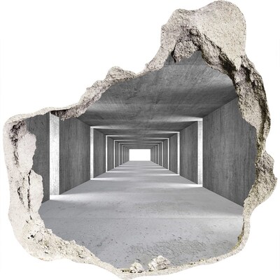 3D wandsticker gat in de muur Lege betonnen corridor