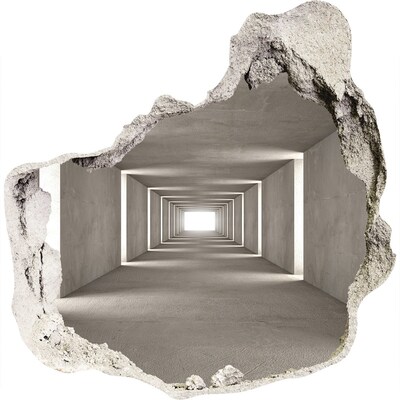 3D muursticker effect gat in de muur Lege betonnen corridor