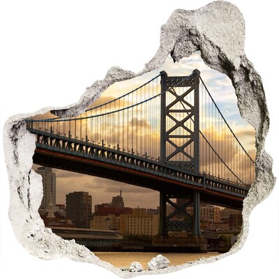 3D muursticker effect gat in de muur Philadelphia-brug