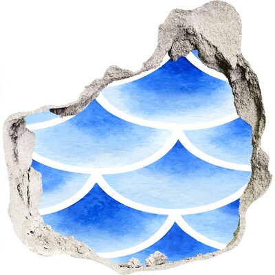 Zelfklevende muursticker 3D gat Watergolven in een gat in de muur