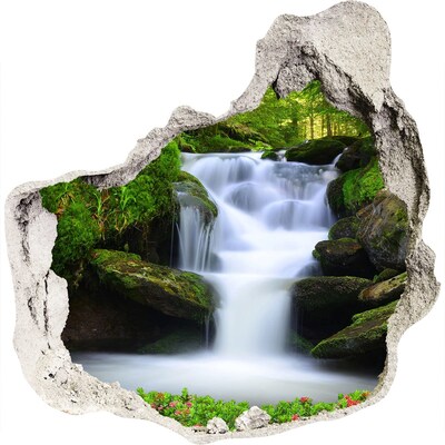 3D wandsticker gat in de muur Waterval in het bos