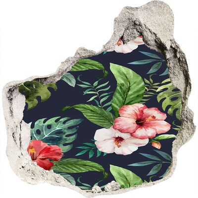 3D muursticker effect gat in de muur Een verborgen tropische tuin