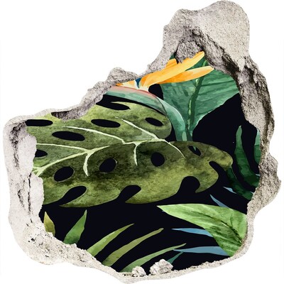 Zelfklevende muursticker 3D gat Tropische jungle achter de muur