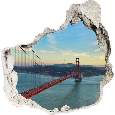 3D muursticker effect gat in de muur De Golden Gate Bridge in San Francisco