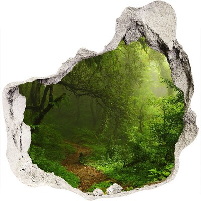 Zelfklevende muursticker 3D gat Groen bos met een bospad