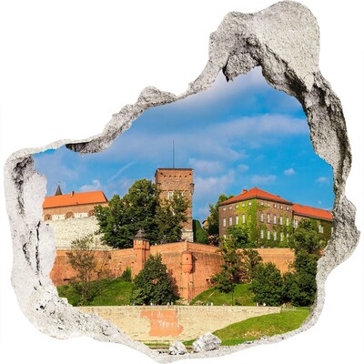 3D wandsticker gat in de muur Kasteel op de heuvel