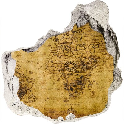 Zelfklevende muursticker 3D gat Oude kaart van Afrika
