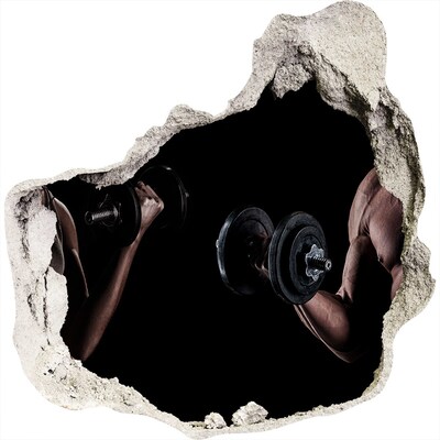 3D muursticker effect gat in de muur Fitnessruimte aan huis
