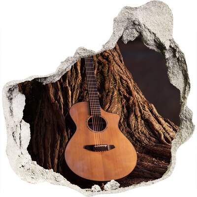3D wandsticker gat in de muur Gitaar in de natuur
