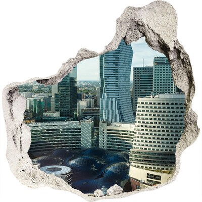 Zelfklevende muursticker 3D gat Uitzicht op de moderne stad