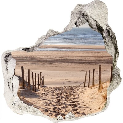 Zelfklevende muursticker 3D gat De weg naar het strand