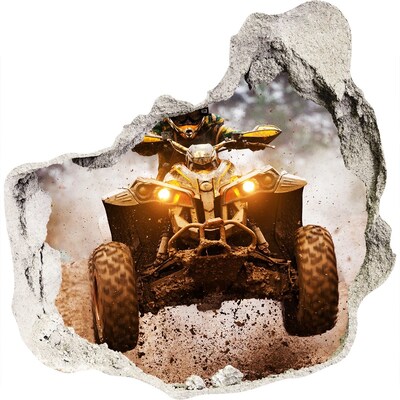 3D muursticker effect gat in de muur Rallyquad in actie