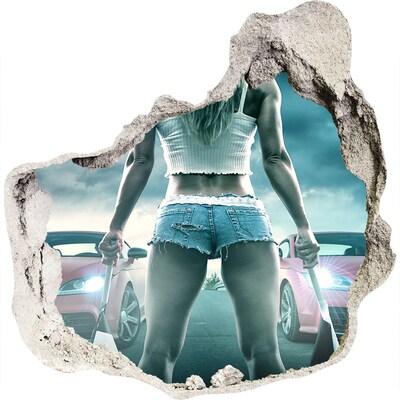 3D wandsticker gat in de muur Razende emoties