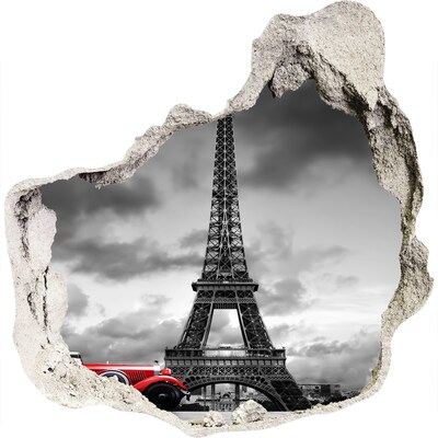 3D wandsticker gat in de muur De Eiffeltoren in Parijs