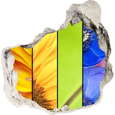 3D wandsticker gat in de muur De bloemenwereld achter de muur