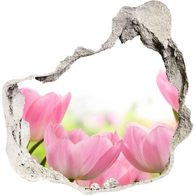 3D muursticker effect gat in de muur Bloemen in de tuin